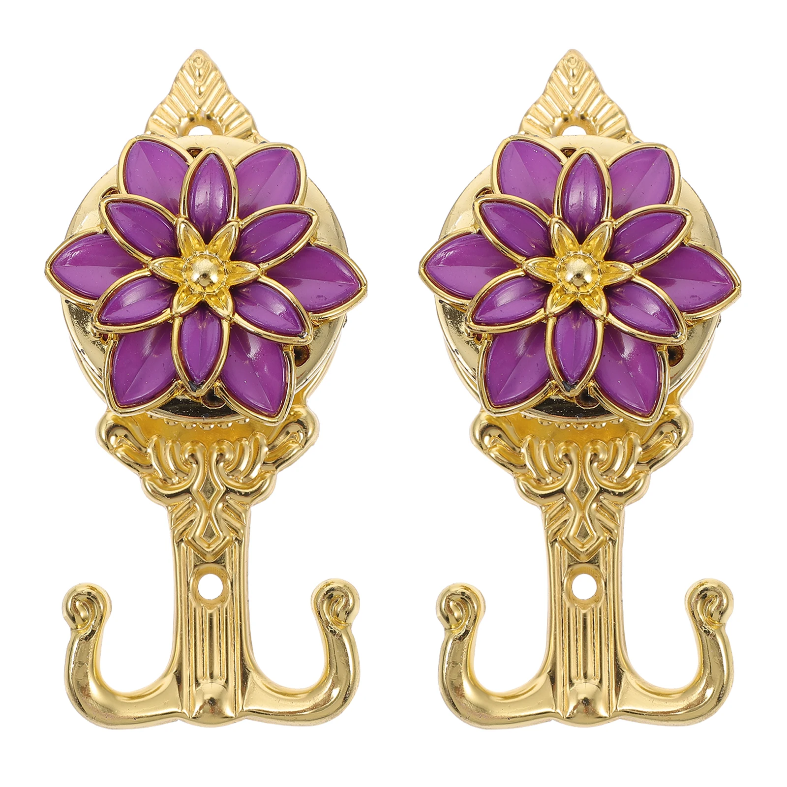 

2Pcs Wall Hook Zinc Alloy Double Coat Hooks Flower Shape Hanging Hook Bathroom Entryway Kitchen Organizer Double Coat Hooks