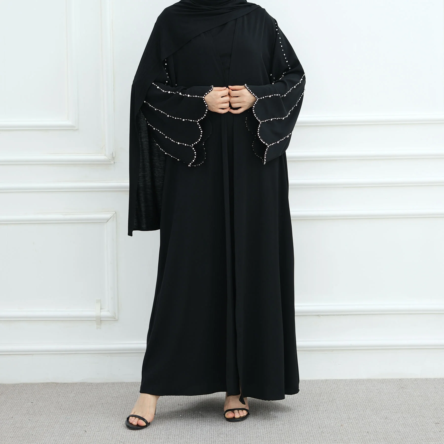 Ramadán diamantes Abayas Dubai Kaftan mujeres vestido musulmán Kebaya Turquía bata caftán marroquí mujer Islam Jalabiya Kimono Cardigan