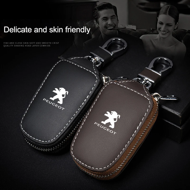 Funda protectora de cuero para llave de coche, funda protectora para llavero, para Peugeot 307, 308, 206, 207, 208, 407, 508, 5008, 106, 107, 205, 4008, 301