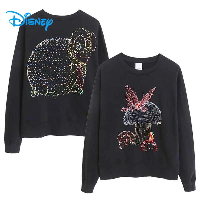 

Disney Alice in Wonderland Print Sweatshirt Women Casual Fleece Pullover Tops O Neck Long Sleeve Femme Cartoon Jumper Streetwear