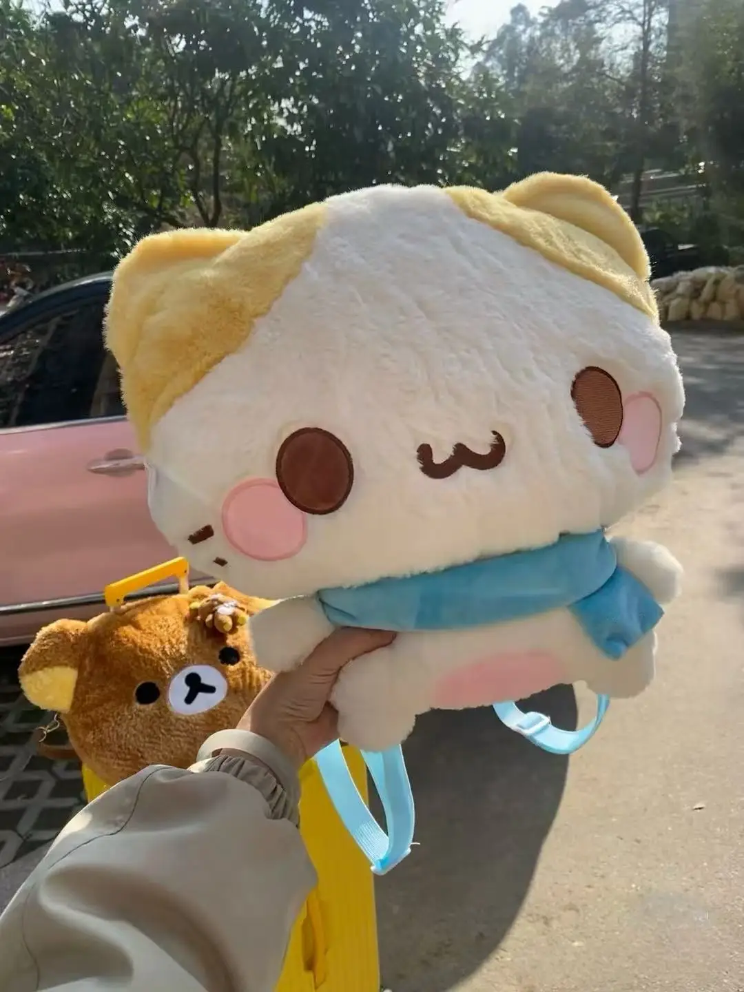 Écharpe mignonne en coton bonbon, sac de poupée chat doux et mignon, sac de poupée de dessin animé, sac à dos en peluche, cadeau d'anniversaire pour étudiant