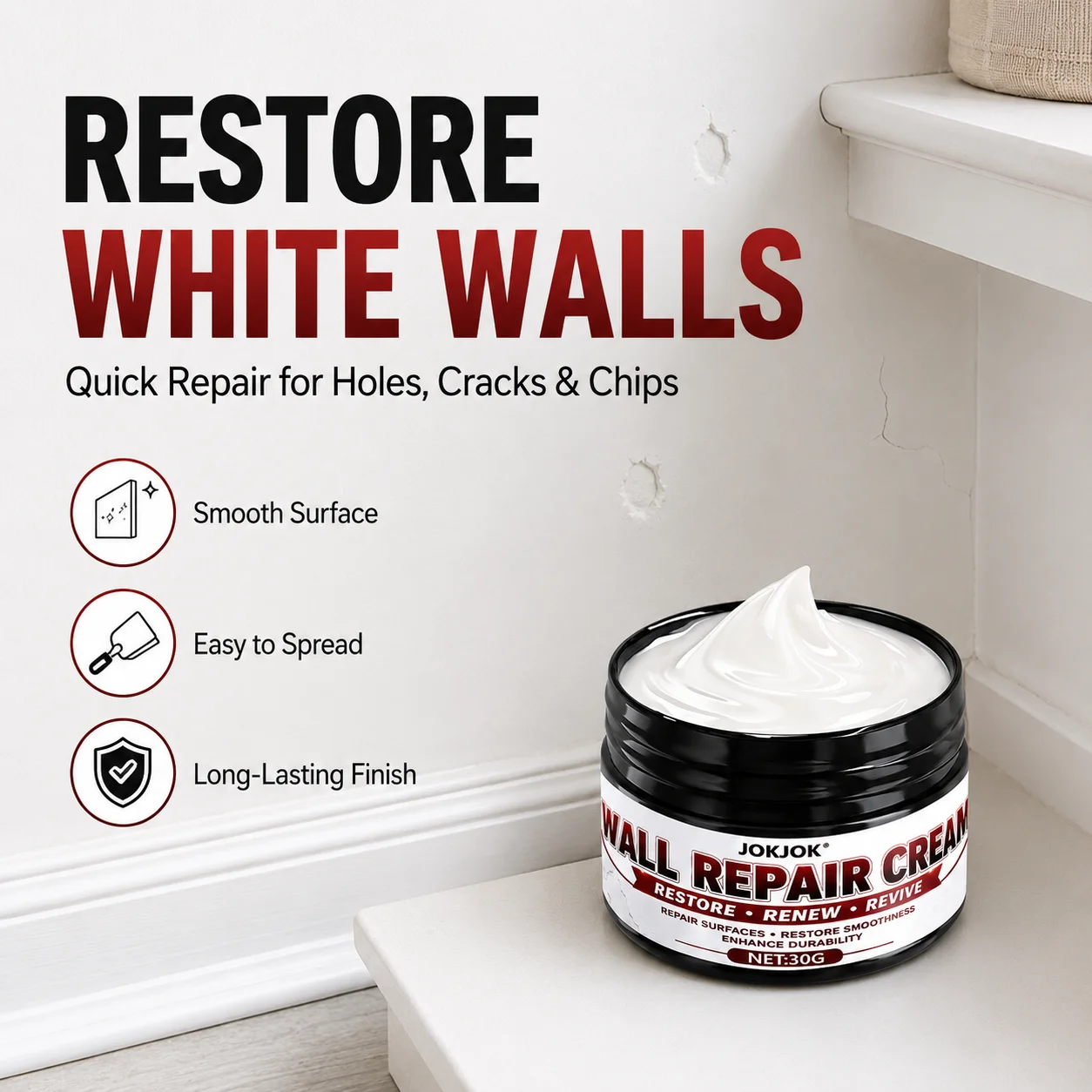 Professional Wall Surface Repair Color Paste, Easily Restoring Furniture And Wall Smoothness, Anti-Cracking, Convenient Applicat