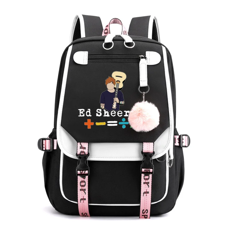 Nova moda ed sheeran padrão mochila meninas meninos grande capacidade mochila portátil usb casual cumprimento mochilas