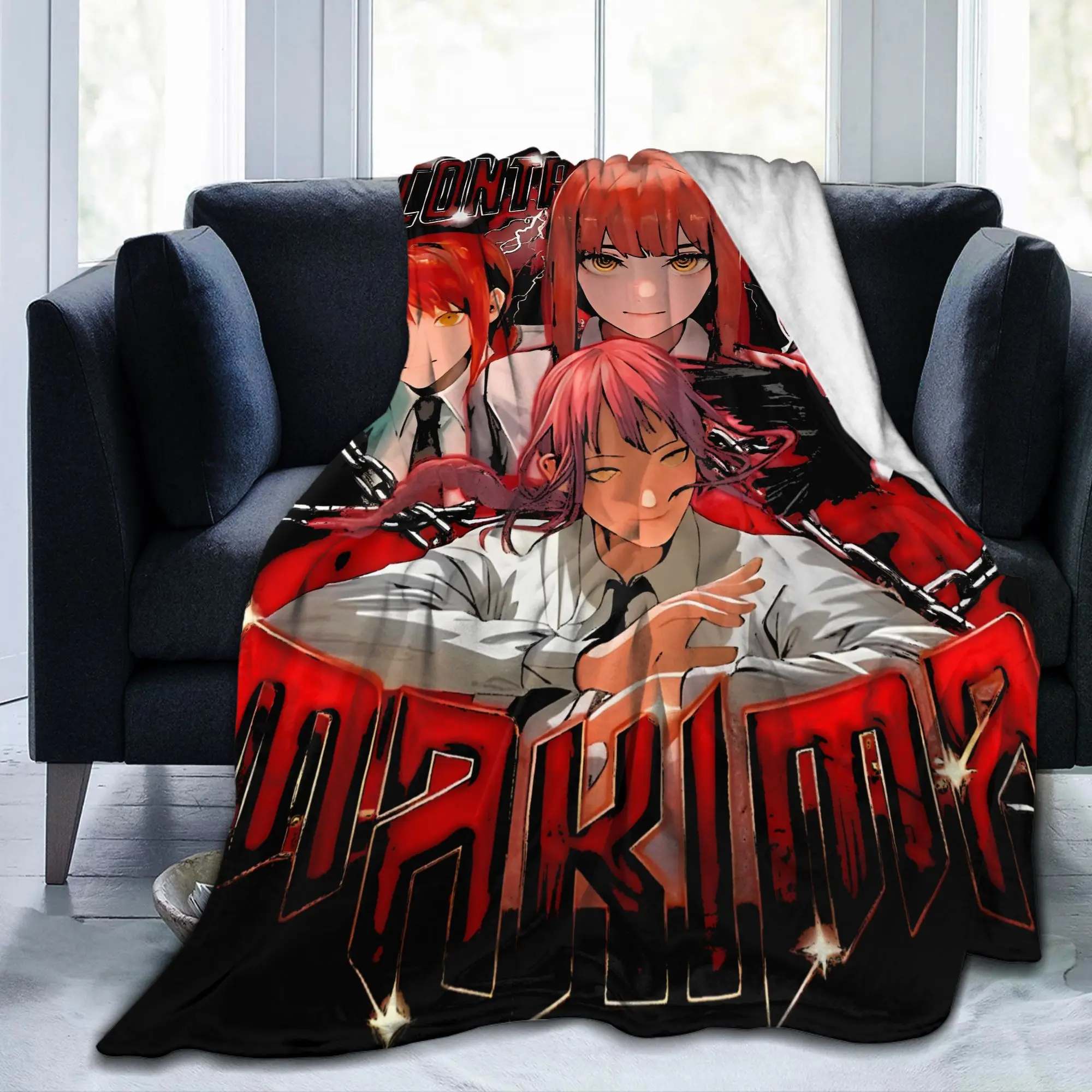 Chainsaw Man Makima Devil Hunter Blanket Anime Manga Wool Awesome Soft Throw Blankets for Bedroom Winter Office