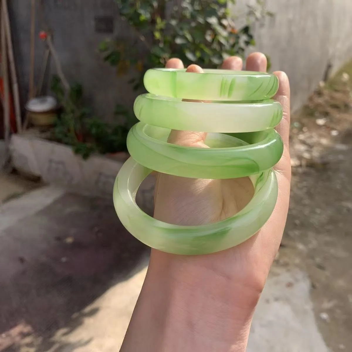 Ice-clear lotus pink quartz jade bangle bracelet, round stripe imperial-style jade bangle, jewelry accessory, top gift choice
