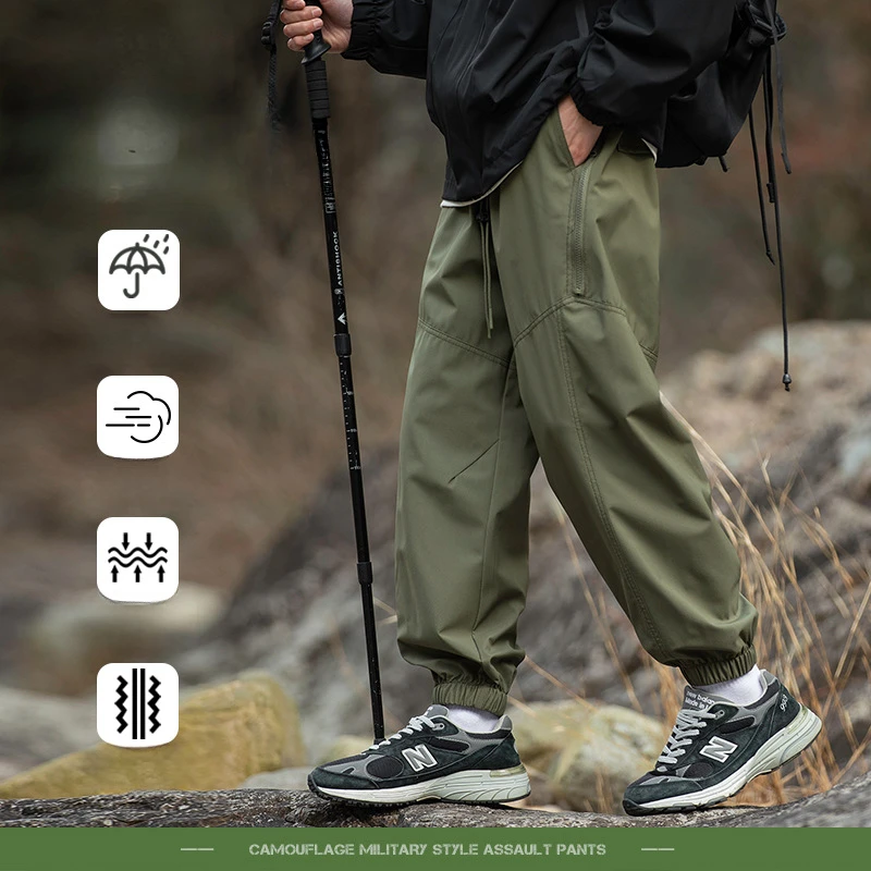 Trendy American Mountain Outdoor Functional Work Pants for Men's Spring New Three Defense Feet Charging Casual Pants