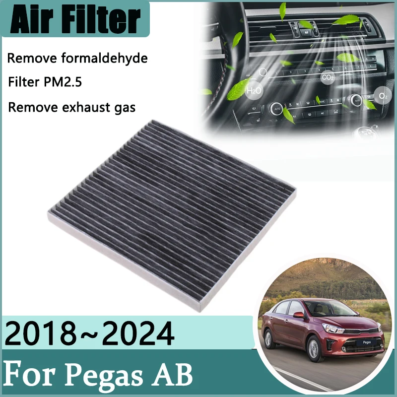 Air Conditioner Filter For Kia Pegas AB Soluto Sephia 2018~2024 2023 Purification Accesories Activated Carbon Engine Filter Grid