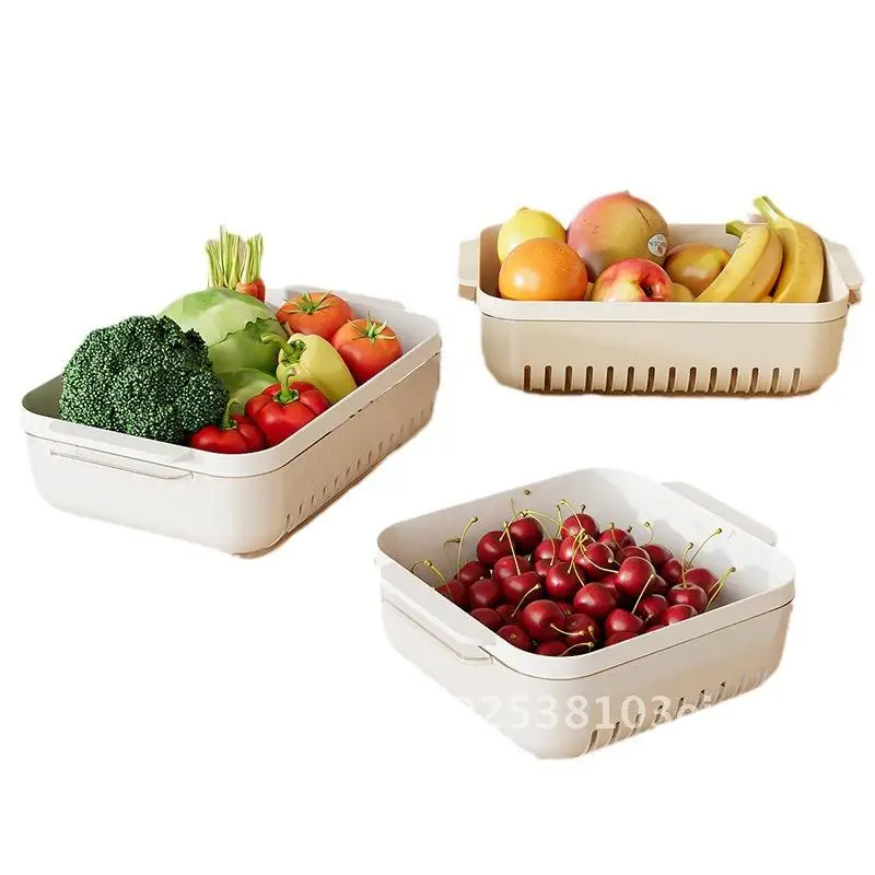 

Double-Layer Kitchen Draining Basket Vegetable Washer Fruit Drain Basin Modern Minimalist Plastic Water Filter Kitchenware