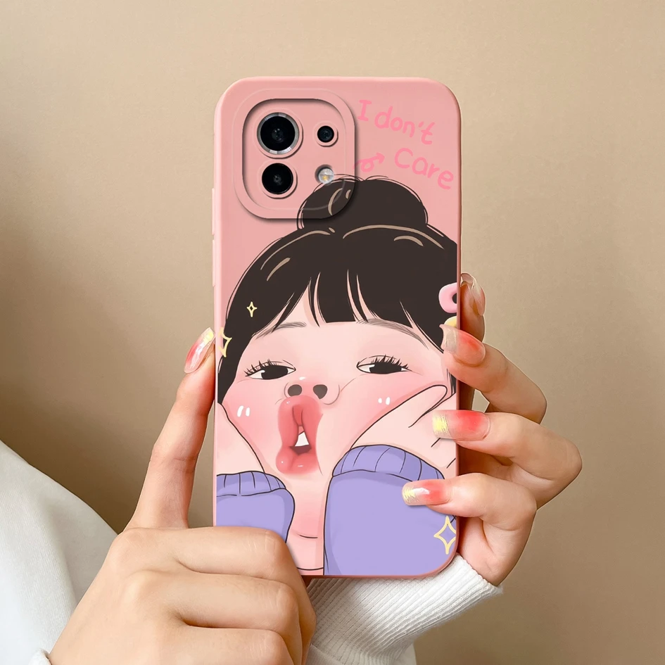 Phone Cover For Xiaomi Mi 11 Lite 5G NE Case Liquid Silicone Cute Frog Rabbit Anti Drop High Quality Shell For Xiaomi Mi11 Funda