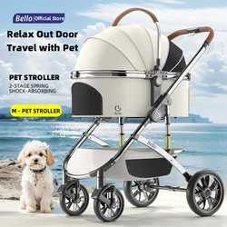 Bello Luxury Pet Stroller Modern Detachable Medium and Large Cart Aluminum Alloy Cat Dog Parm PU Wheels