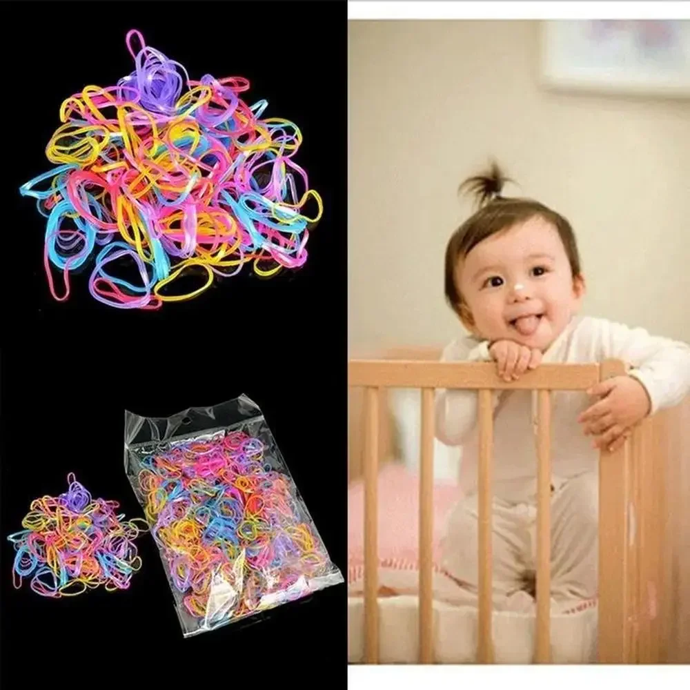 1000pcs   Hairband Rope Kid Baby Girl Ponytail Holder Rubber Elastic Hair Band Ties Braids