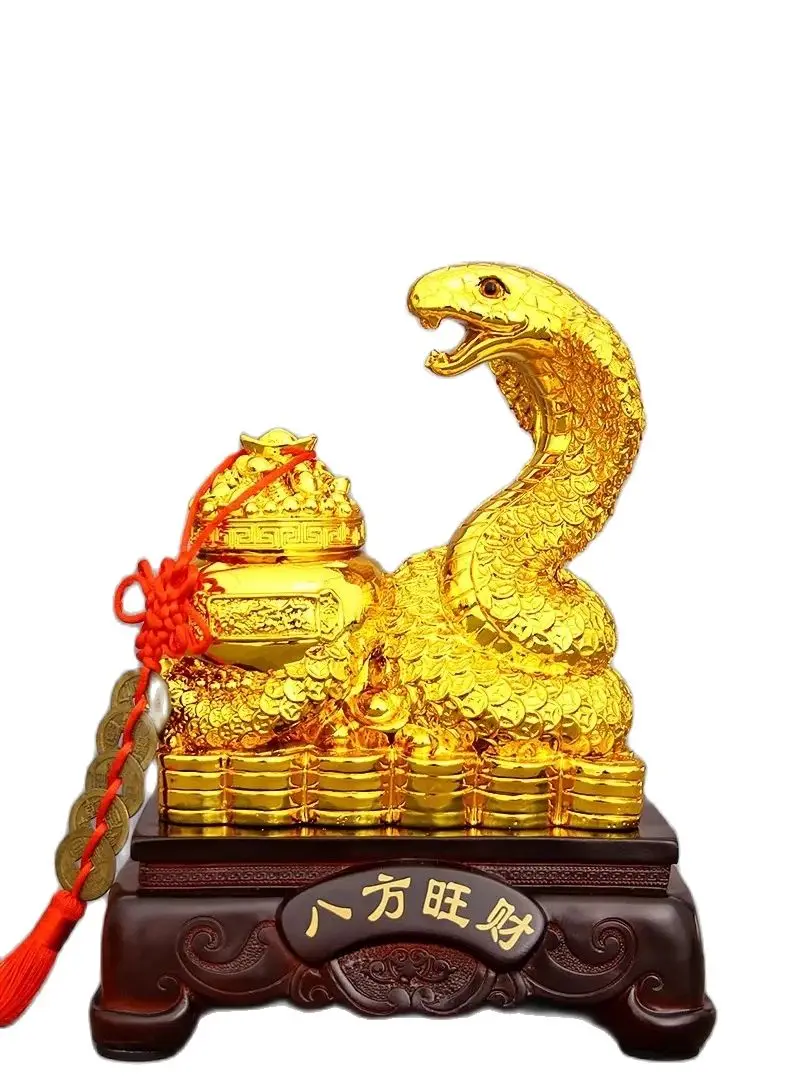 

Golden snake bank feng shui bank statue, oversized children's birthday presents cute creative crafts Feng Shui home decoration