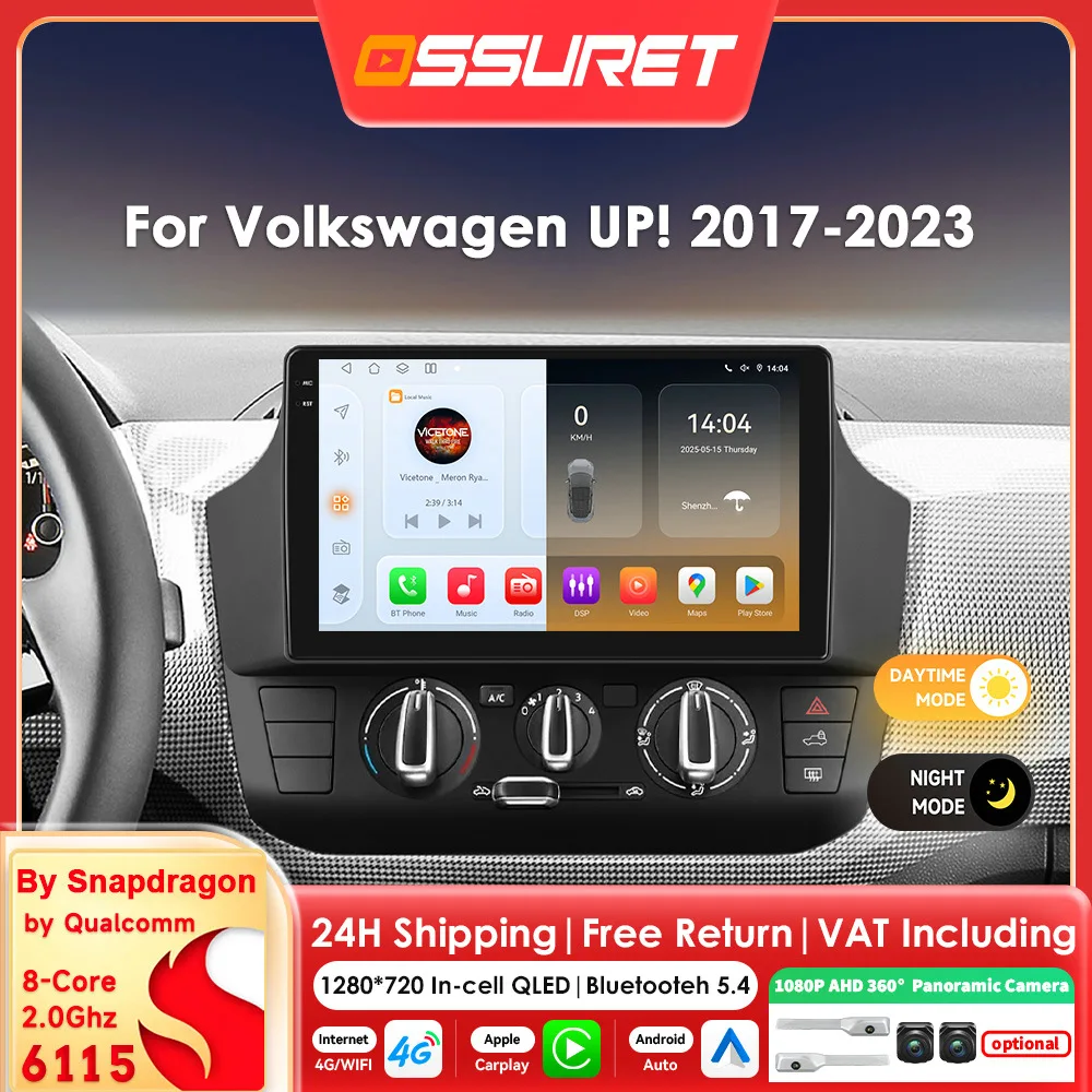 9-Zoll-Android-Autoradio für Volkswagen VW UP 2017 - 2023 Carplay Android Auto Intelligente Systeme 6115 8Core Multimedia-Player GPS RDS DSP Head Unit