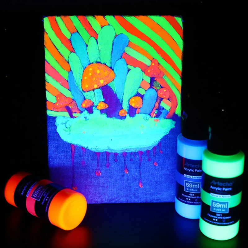 8-color 20ml High Brightness Night Glow Pigment Hand-painted Graffiti DIY Creation Water-based Luminescent Coating Fabric Paint