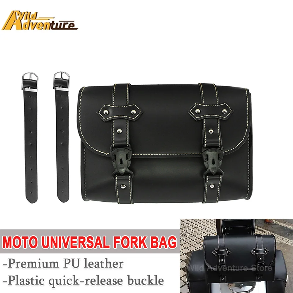 

Motorcycle Universal Fork Bag Leather Saddlebags Tool Bag Storage Pouch Waterproof For Harley Sportster XL883 XL1200 Saddlebag