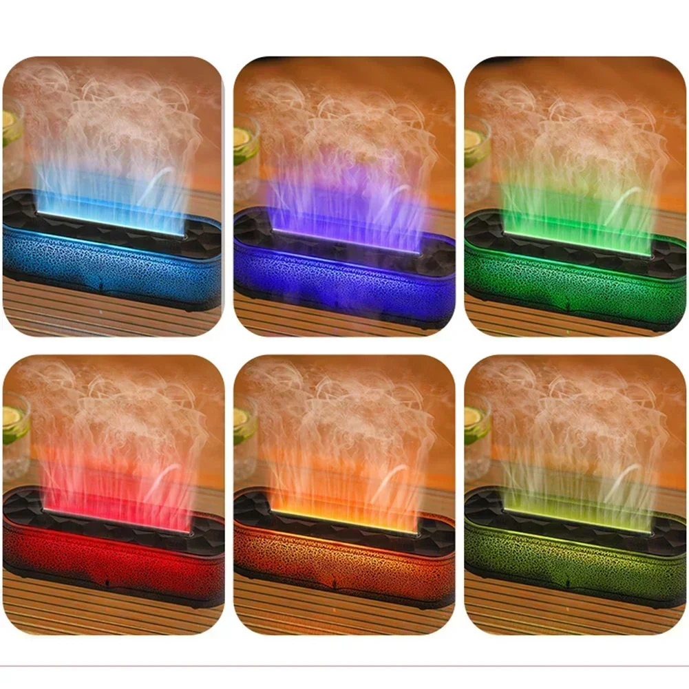 Desktop Simulated Flame Aromatherapy Machine Colorful Atmosphere Lamp Fast Humidification Remote Control Timing Humidifier