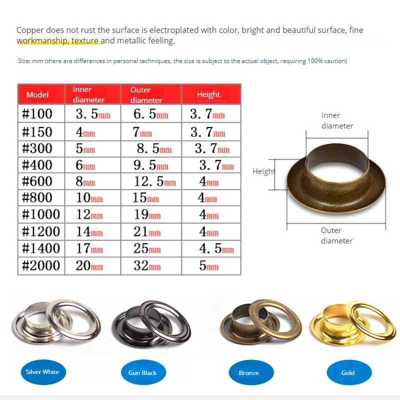 1000sets Copper Eyelet Setter Eyelets For Canvas Leathercraft Set Washers Shoe Box Bags Craft Rivets Ring Full Pack Mini Shoes O