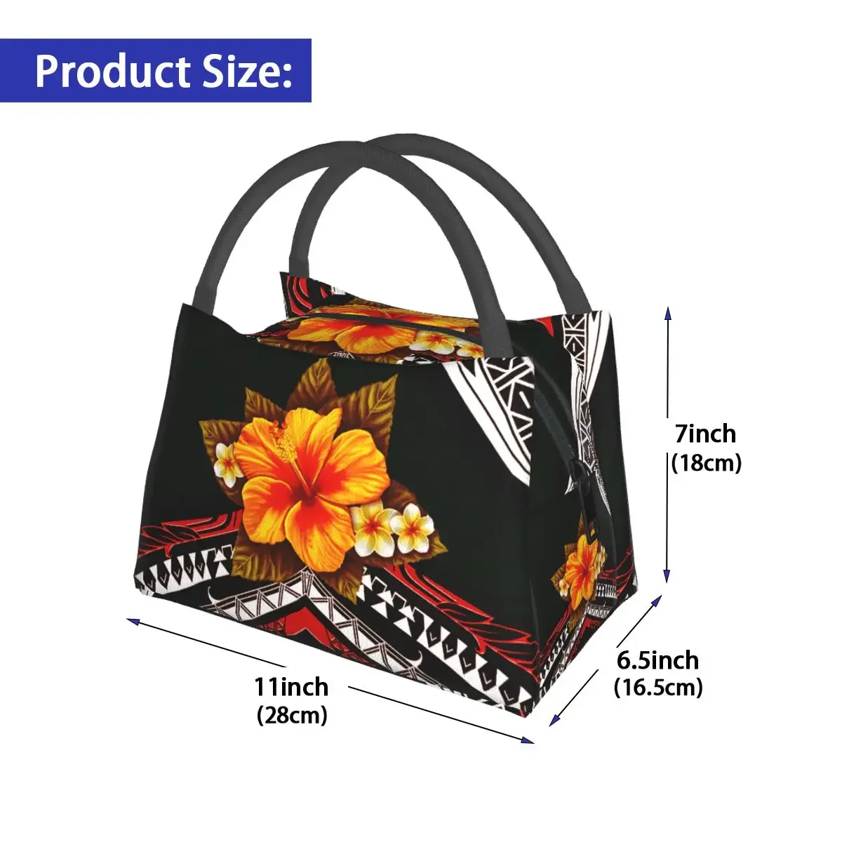 NOISYDESIGNS Insulated Lunch Bag Hawaiian Hibiscus Plumeria Print Cooler Tote Box Meal for Work Picnic Travel Food Container