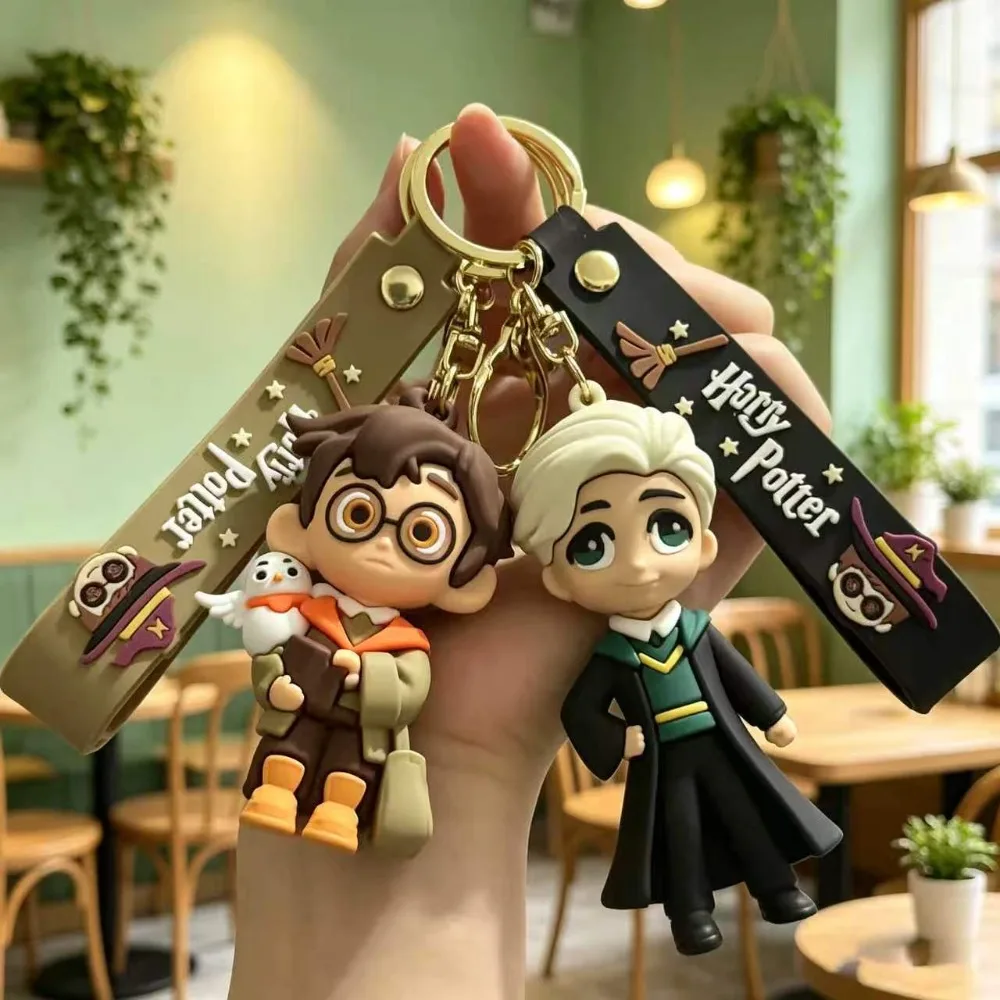 Harry Potter 3D silicone character keychain cute mini cartoon character bag pendant car keychain fans collect birthday gifts. view 2