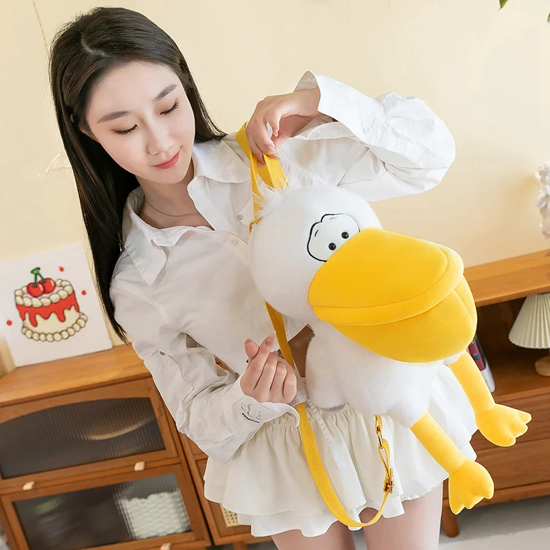 น่ารัก Pelican Plush กระเป๋าเป้สะพายหลังของเล่นน่ารัก Waterfowl ตุ๊กตากระเป๋าเป้สะพายหลังสําหรับเพื่อนวันเกิดคริสต์มาสของขวัญ