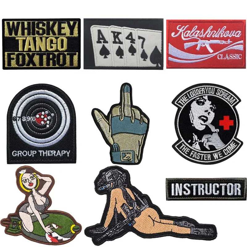 

Airsoft Embroidery Weapon Patch Sexy Girl Thermoadhesive Patches for Clothing Tactical Military Badge Applique Punk Sticker