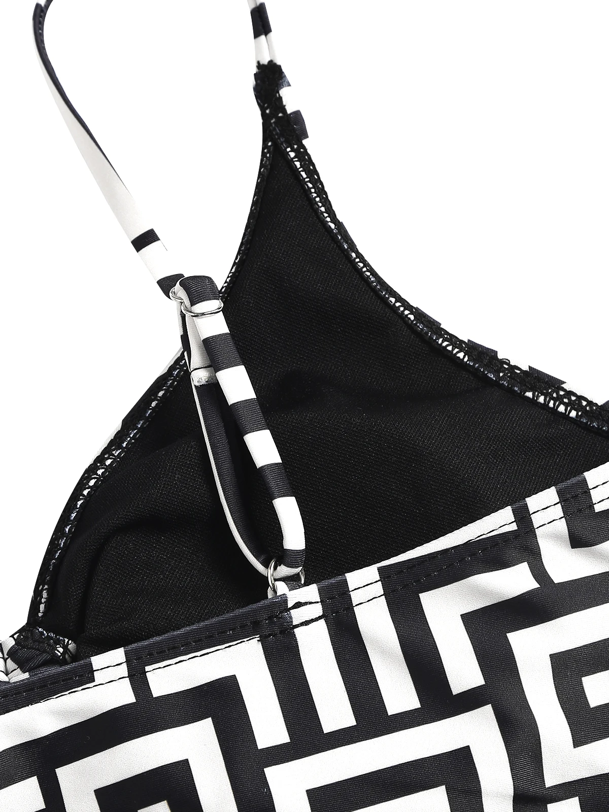 여성용 비치 여름 기하학 프린트 3피스 수영복 세트 (긴팔 비치 커버업 포함), 폴리에스터 니트 원단 (엘라스틱 포함)