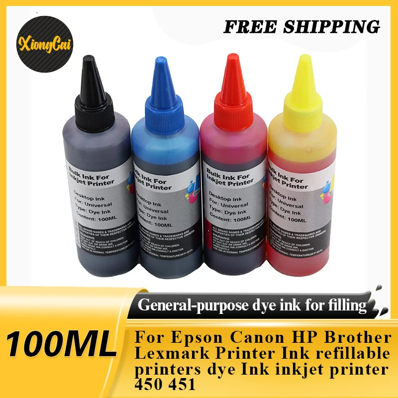 

Универсальный набор для заправки чернил, 100 мл для принтера Epson Canon HP Brother Lexmark, многоразовые принтеры, краска, струйный принтер 450 451