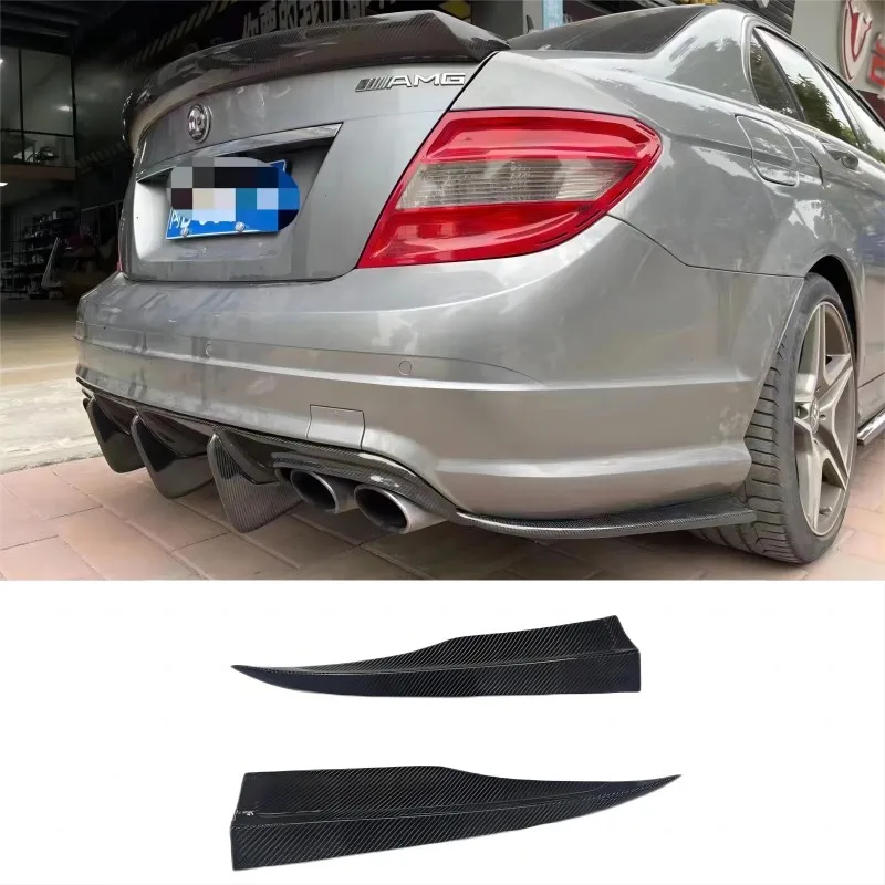 

2Pcs For C Class Carbon Fiber Rear Bumper Lip Splitters Aprons For Benz W204 C63 AMG 2011-2014 FRP Back Bumper Flaps Car Styling