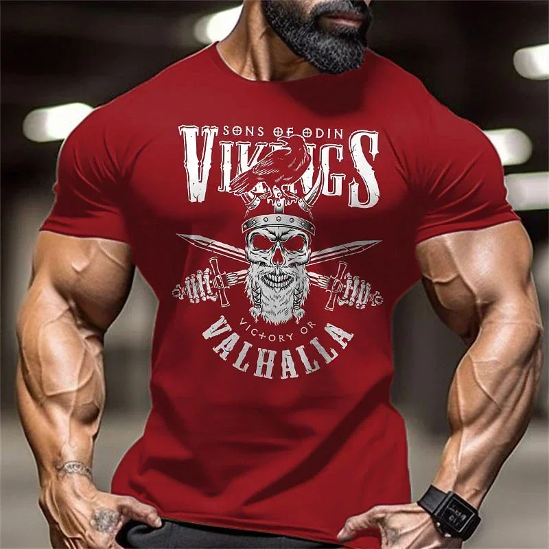 2024 Summer New Fashion D Skeleton Print T-shirt, Men\'s Summer Outdoor Fitness T-shirt Casual O Collar Short-sleeved Top Quick-d