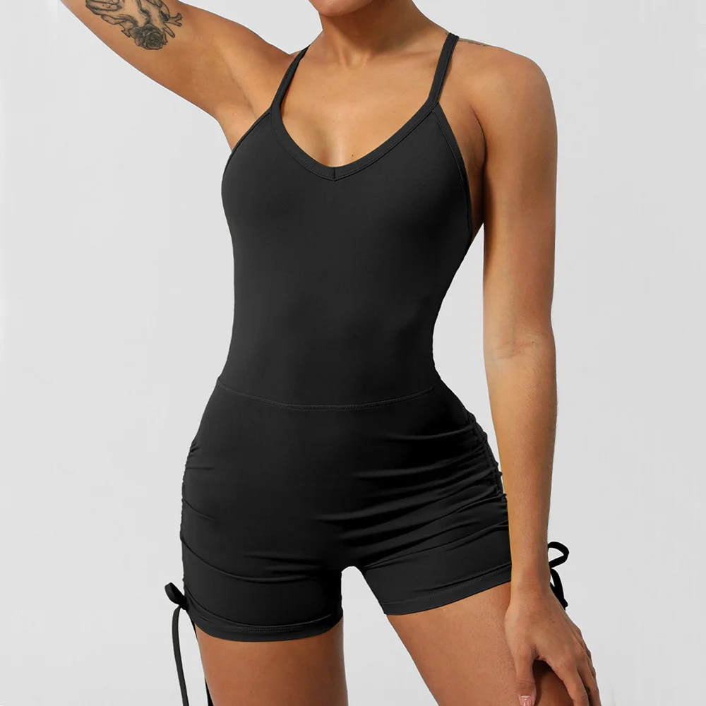 Body gimnastyczne Backless Fitness odzież sportowa damski dres Push-up ubrania do ćwiczeń kombinezon jednoczęściowy pajacyki Playsuit zestaw do jogi