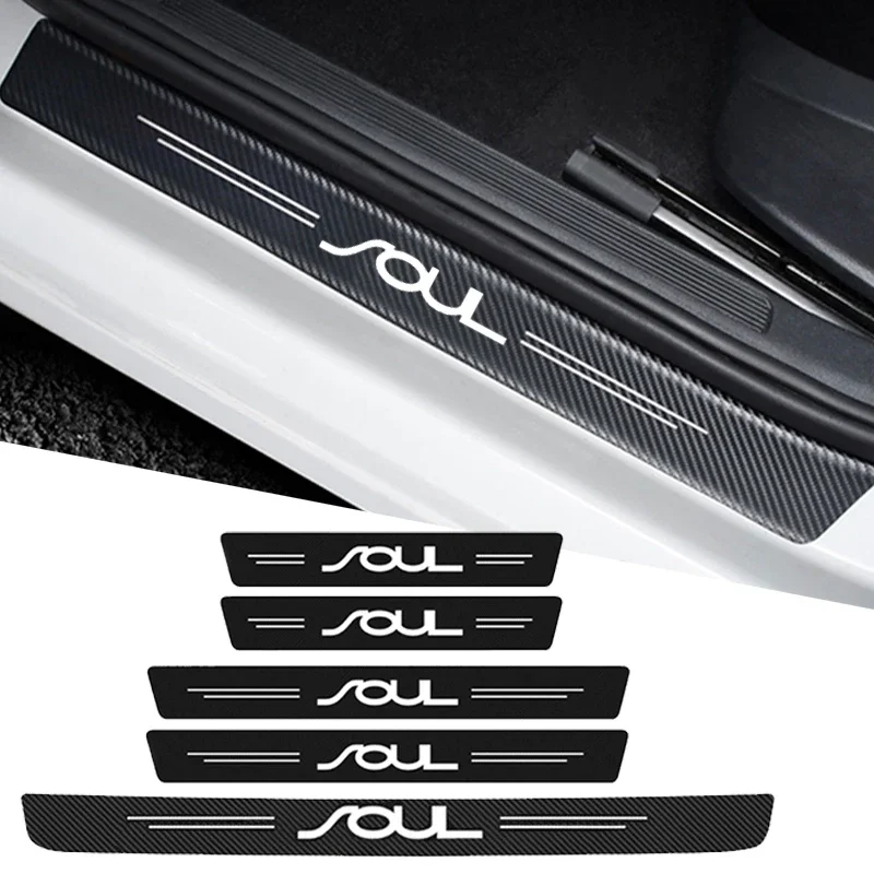 Autotürschwellenschutz-Aufkleber aus Kohlefaser für KIA Soul Logo Kofferraumtür Stoßstangenschutz Zierleiste Anti-Kratz-Band