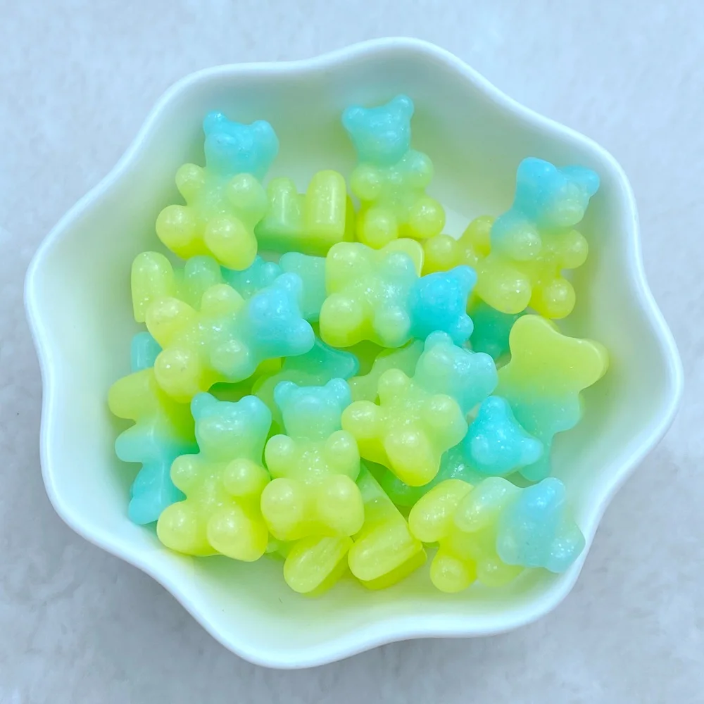 20Pcs New Cute Resin Mini 11*17mm Cartoon Little Bear Series Flat Back Manicure Parts Embellishments For Hair Bows Accessories