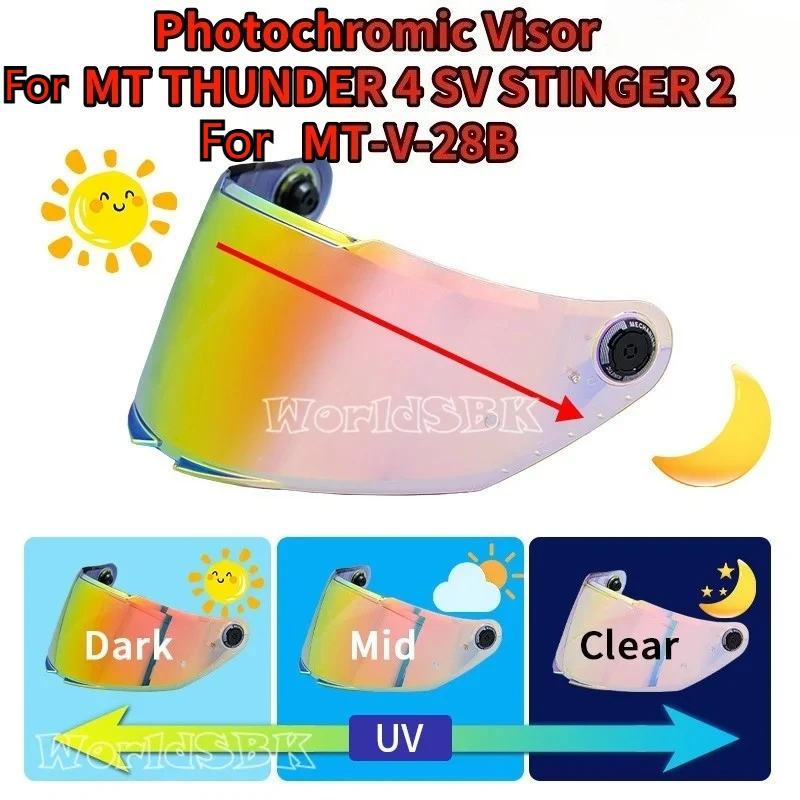 Helmvisier für MT THUNDER 4 SV STINGER 2 für MT-V-28B Ersatz-Helmvisier Brille Schutzbrille Bildschirm Helmteil Zubehör – Detail 6