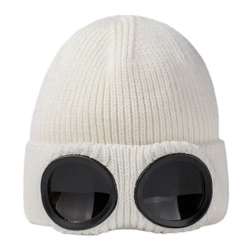 Elastic Knitted Hat Winter Beanie Headwear Soft Warm Windproof Hat with Glasses Unisex Bomber Style for Ear Anti slip