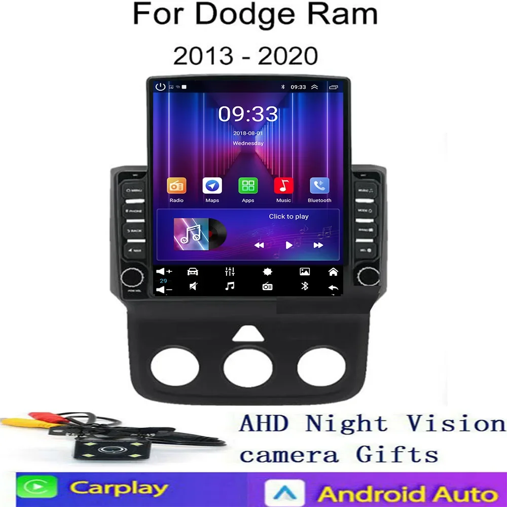 راديو السيارة راديو السيارة ل دودج رام 1500 2500 2013-2050 أندرويد 14 الملاحة التلقائية لتحديد المواقع مشغل وسائط متعددة ستيريو Carplay 5G كاميرا