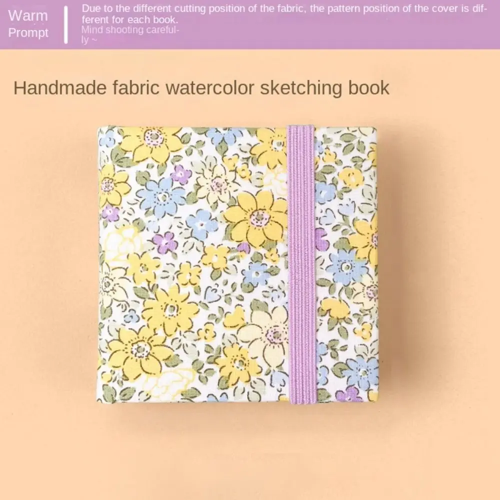 

Flower Mini Fabric Watercolor Book Colorful Paper Pad Watercolor Sketchbook Portable Square Mini Watercolor Painting Book