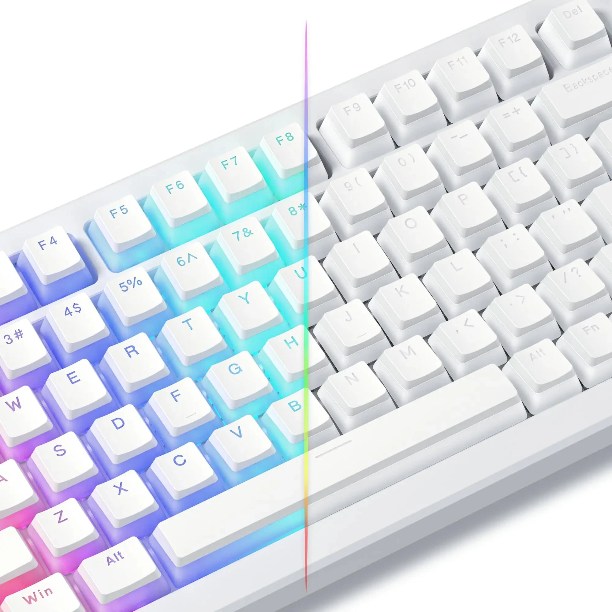 OEM Perfil Custom Keycap Set para Gaming Teclado Mecânico, Pudim Branco, Double Shot, PBT, 100%, 75%, 65%, 60%, 129 Chave