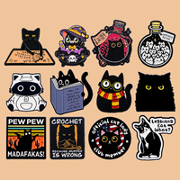 Bottled Menace Evil Black Cat Enamel Pin Funny Badge Metal Lapel Brooch For Backpacks Brooches Fashion Jewelry Accessories Gifts