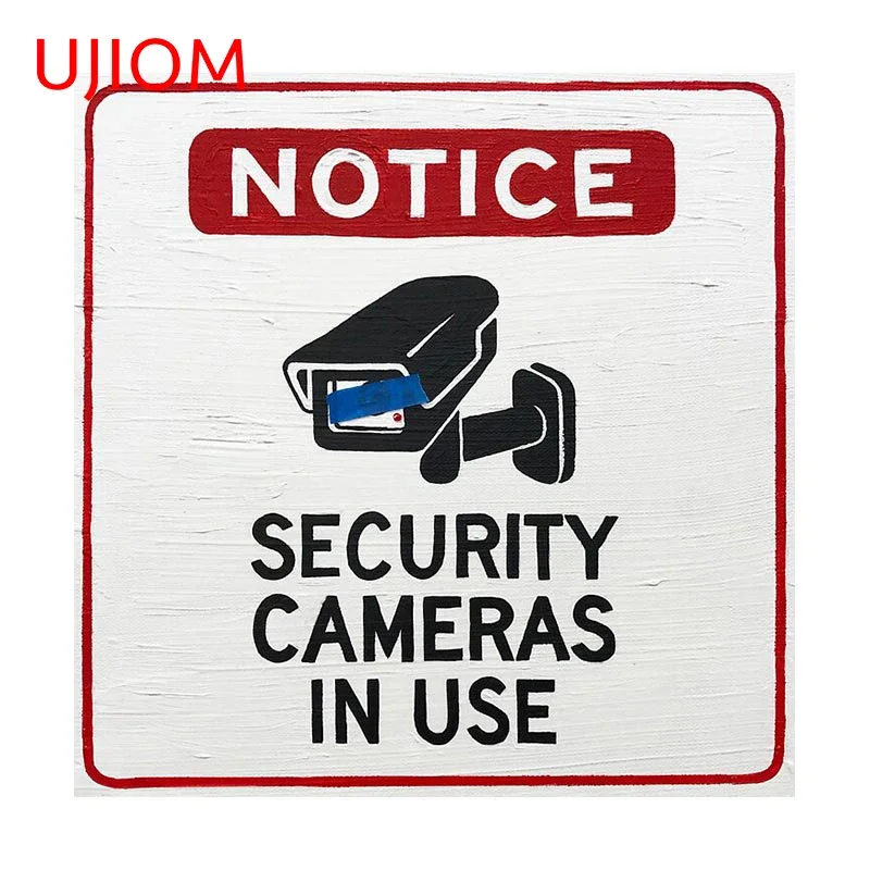 UJIOM SECURITY CAMERAS IN USE Warning Wall Stickers Room Door Practical Decals Waterproof Living Room Bedroom Home Decoration
