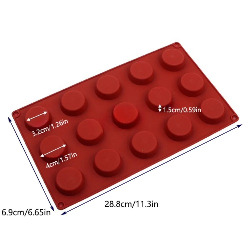 

15 Hole Round Shape Silicone Chocolate Mold Flat Round Chocolate Slices Flip Sugar Cake Decoration Mold DIY Candle Baking Mould