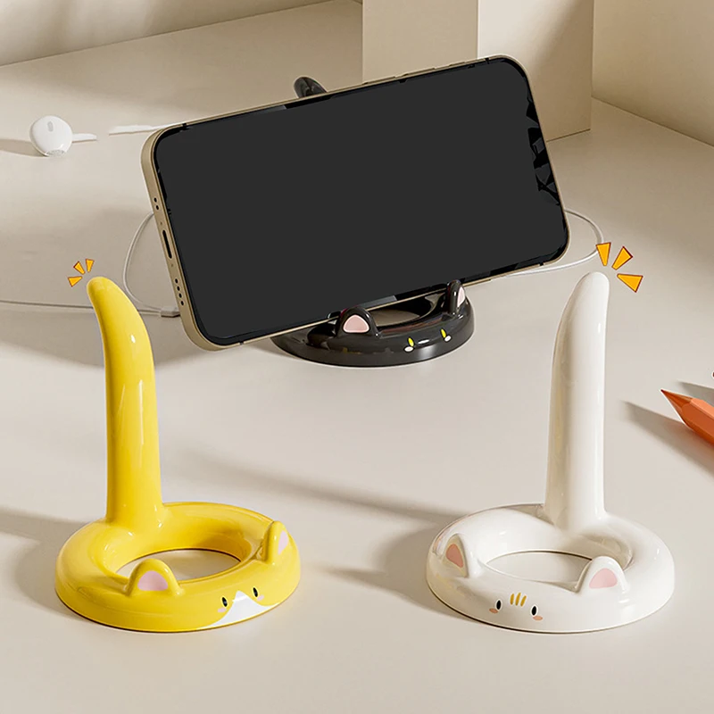 Cute Cartoon Cat Mobile Phone Holder Creative Mini Desktop Stand Decorative Ornament