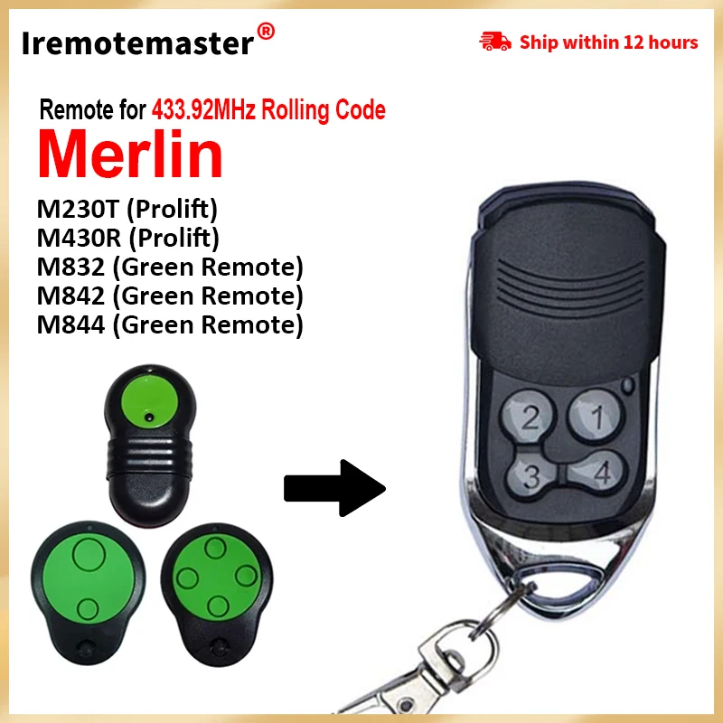 

For Merlin M832 Garage Door Remote Control 433.92MHZ Rolling Code mando garage mandos garaje 433 МГц Distant Мерлин м832