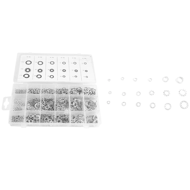 

720-Pcs [6-Size] Metal Internal Tooth Star Lock Washers Assortment Set Size Included: M3 M5 M6 M8 M10