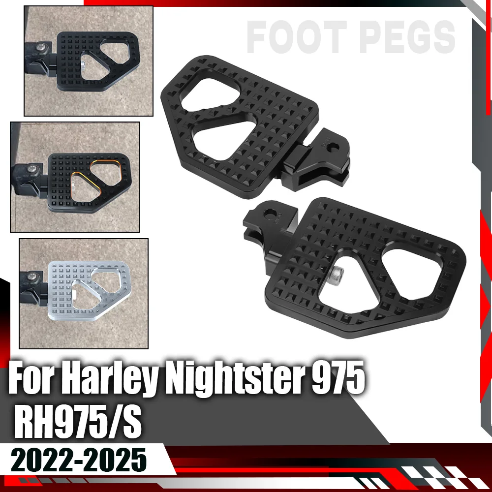 

For HARLEY NIGHTSTER RH 975 S Nightster 975 Foot Pegs Motorcycle Front Footpegs Rider Anti-Slip Foot Rests Pedal Wide Floorboard
