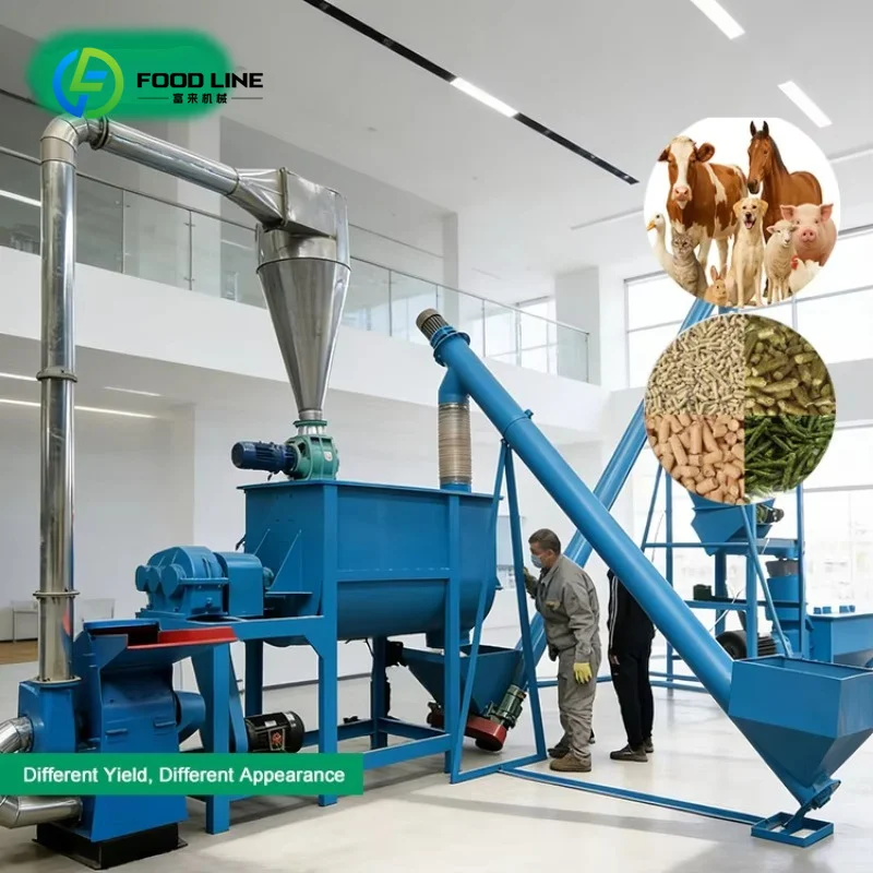 Customized New Stainless Steel Poultry & Animal Feed Mill Processing Line for Chicken Cattle Bird Swine Pig Feed Making Machine