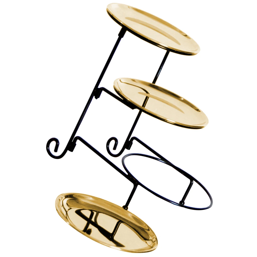 

1Set Snack Fruit Tray 3-Tier Metal Serving Plate Multi-Functional Dessert Cupcake Holder for Outdoor Indoor Decorative Tray