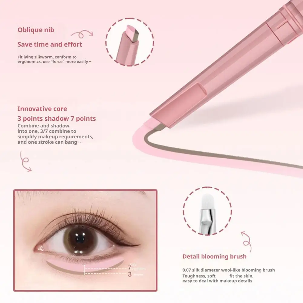 2in1 Double spelling construction eye bags pen for daily makeup brighten contour natural 3D finish waterproof smudge resistant