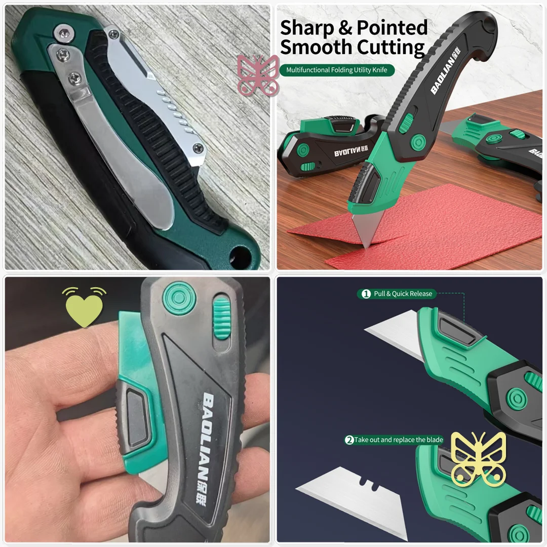 Foldable art knife Home Office-Specific Anti-Shock Labor-Saving Leather Carpet Cutting Knife Multi-Function craft knives