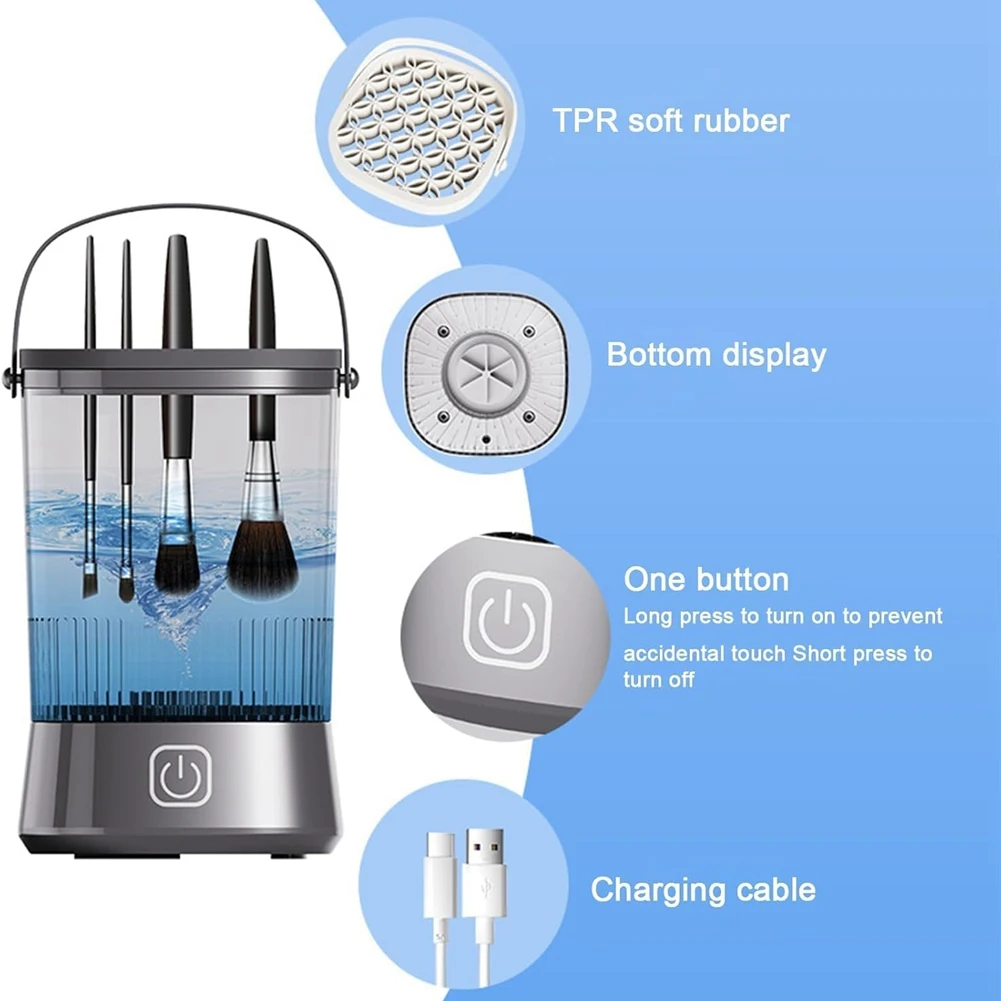 B46C Electric Makeup Brush Cleaner With Clean Mat USB Automatic Rotation Makeup Brush Cleaner For Makeup Lovers Women
