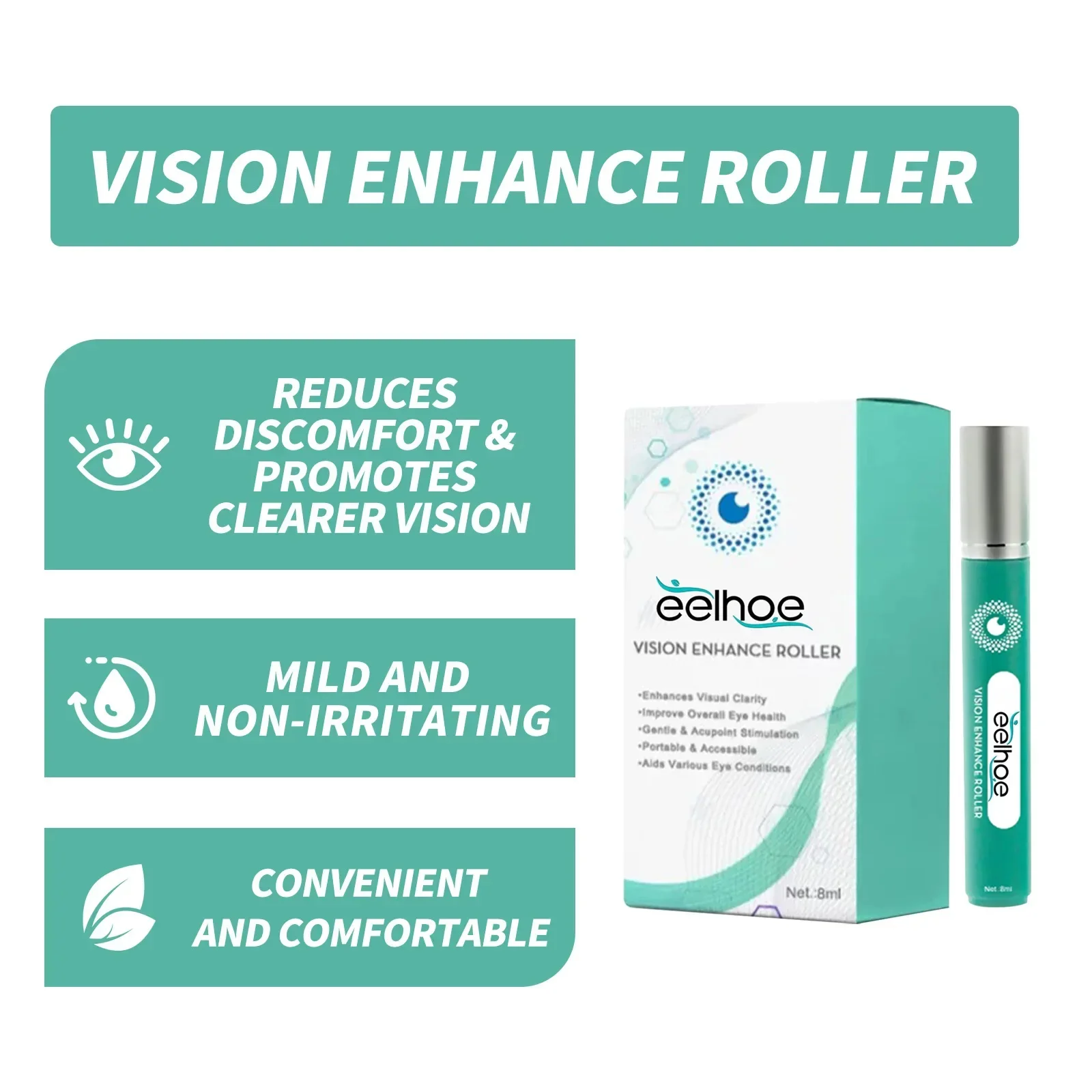 Gentle Vision-Enhance Roller Reduce Fatigue Promotes Clearer Eyesight Relax Eyes Massage Care Relieves Tired Dry Eyes/Puffy Eyes